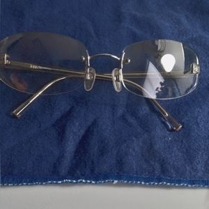 CHANEL Vintage Rimless CC Logo Silver Sunglasses & COA